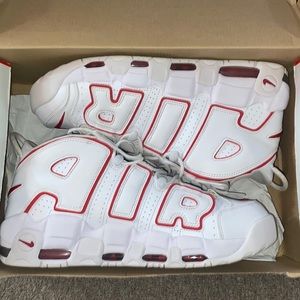 Size 12 Nike Air Uptempo white/red